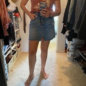 GRLFRND denim skirt with slight distressing